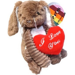 Λούτρινο καφέ κουνελάκι με καρδούλα Brown Toudou rabbit plush toy - Les Ptipotos