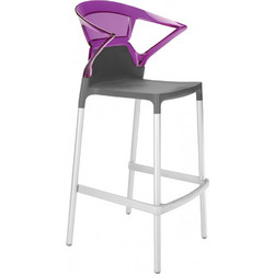 Ego-K σκαμπό bar αλουμινίου 28 - Purple transparent 56x55x110(74)cm