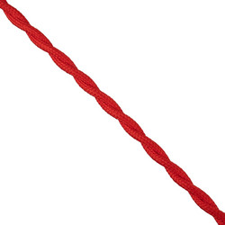 GloboStar(R) 77621 Πλεκτό Υφασμάτινο Καλώδιο 1m 2 x 0.75mm Κόκκινο