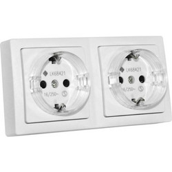 Πρίζα Σούκο Διπλή 16Α Λευκό Επίτοιχη 13-36501223 Lumen-13-36501223-Λευκό 13-36501223