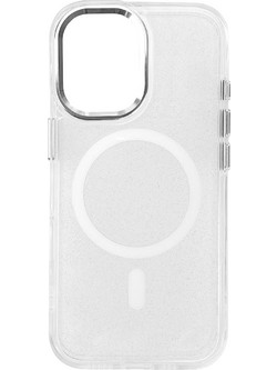 Glitter Case MagSafe for iPhone 16 Plus - white with glitter