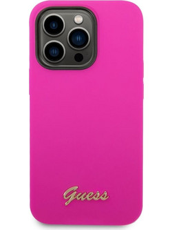 Θήκη Apple iPhone 14 Pro - Guess Vintage Script Gold Logo Collection - Φουξία
