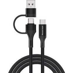 Καλώδιο Powertech Braided USB-Α+C to USB-C Black 1.5m (PTR-0158)