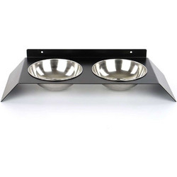 Μπωλ Φαγητού Κατοικιδίων 2 Θέσεων 268EVL1401 50x20x6cm Silver-Black Hanah Home