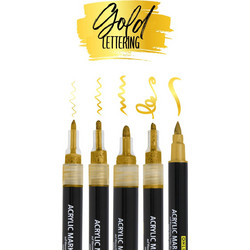 Μαρκαδόροι Online Lettering Gold 5 Τεμάχια