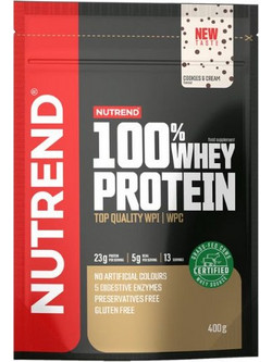 Nutrend 100% Whey Cookies & Cream Πρωτεΐνη Ορού Γάλακτος Γράμμωσης Χωρίς Γλουτένη 400gr