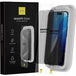 Tempered Glass iPhone 15 Pro Max Spacecase QuickFit Privacy Glass Αντιχαρακτικό Γυαλί Προστασίας Απορρήτου Οθόνης με Απλικατέρ QuickFit 2 Τεμάχια - Privacy (5905719118440)
