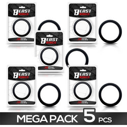 IntoYou Beast Rings Solid Silicone Cock Ring 4.5cm Σετ Ελαστικά Δαχτυλίδια Πέους Σιλικόνης Μαύρα 5τμχ