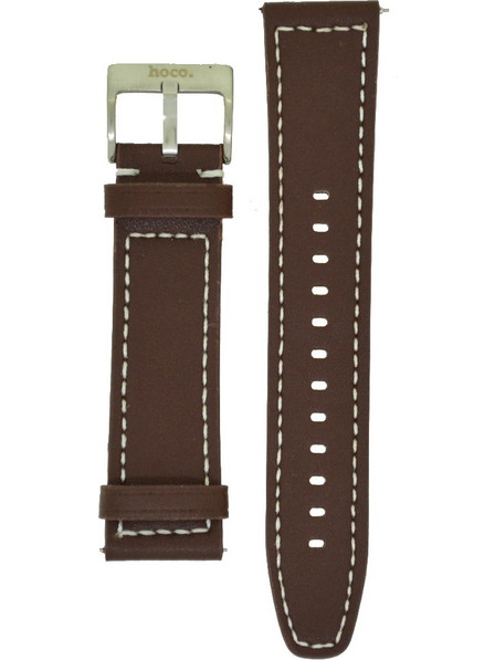 Ανταλλακτικό Watchband Hoco 20mm Universal Καφέ Δερματίνη με Ασημί Αγκράφα