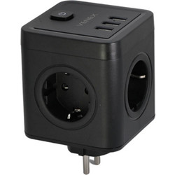 Πολύπριζο Κύβος Venex VB4U5E-C - 4x Shuko, 3x USB-A - Μαύρο TW3U4E-B