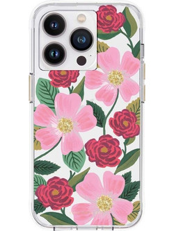 Rifle Paper Clear - Case Decorated In Gold For Iphone 14 Pro Max (Rose Garden) - (RP049822)