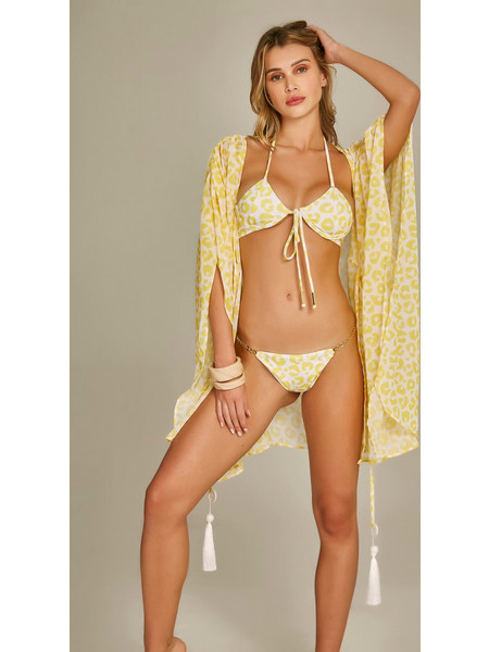 Malaga Kimono In Yellow Leopard Print