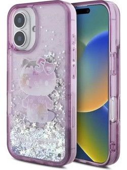 Hello Kitty Liquid Glitter 50TH Anniversary Party iPhone 16 Case - Purple - (Hel000154-0)