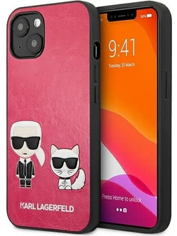 Karl Lagerfeld Ikonik Karl & Choupette Back Cover Fuchsia (iPhone 13 mini)