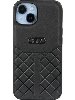Audi Genuine Leather iPhone 14 6.1 black/black hardcase AU-TPUPPCIP14-Q8/D1-BK - (AUDI000029-0)