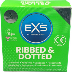 EXS Ribbed Dotted & Flared Προφυλακτικά με Ραβδώσεις 3τμχ