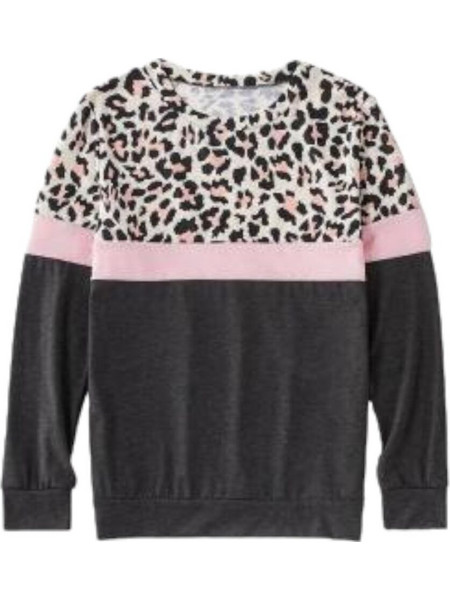 Leopard Print μπλούζα βρεφική (σκούρο γκρι-ροζ)