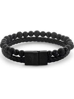 Rebel & Rose Full Metal Combo 12mm Black Rocks Βραχιόλι RR-M0057-B-L+