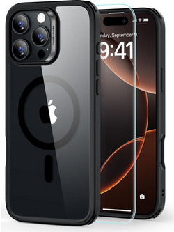 ESR Classic Hybrid Halolock MagSafe Case + Tempered Glass for iPhone 16 Pro Max - Clear with Black Frame