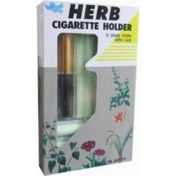 Herb Cigarette Holder & 12 Filters, Πίπα Καπνίσματος με 12 Ανταλλακτικά Φίλτρα από Βότανα, Ένζυμα & Μικροχαλαζία 1+12 τμχ