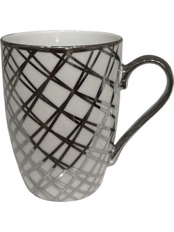 Κούπα Chic 028832 8x8x11cm White-Silver Πορσελάνη