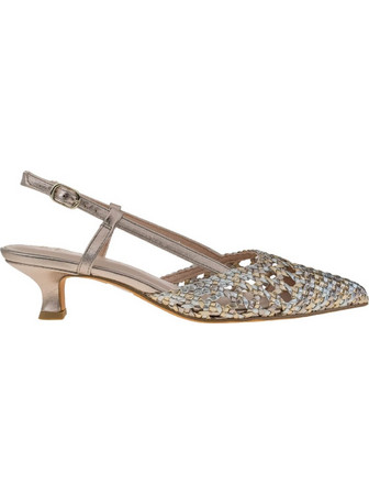 Marco Tozzi Γόβες Slingback Δερμάτινες με Λεπτό Χαμηλό Τακούνι Ροζ Χρυσές 2-2-29502-44-532