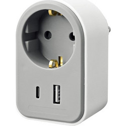 Sonora PAW100 AC20 Αντάπτορας φόρτισης - 1x Schuko Pass-Through/ 1x USB-A/ 1x USB-C