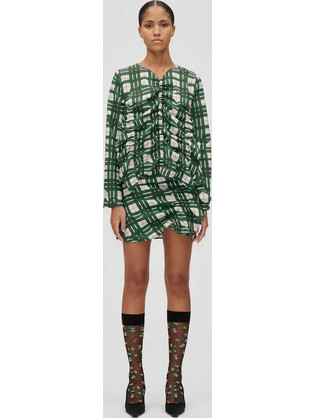 Stine Goya γυναικεία mini φούστα με καρό σχέδιο - SG-AW25-SK014-2429 Πράσινο
