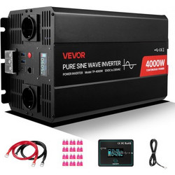 VEVOR Μετατροπέας Ισχύος 4000W, Καθαρού Ημιτόνου 12V DC σε 230V AC με Οθόνη LCD LCDPYKCZXNBQ11UIQ001V2