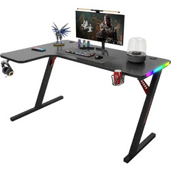 Γραφείο Gaming P201 Με Φωτισμό RGB Υφή Ανθρακονήματος Και Μεταλλικό Σκελετό