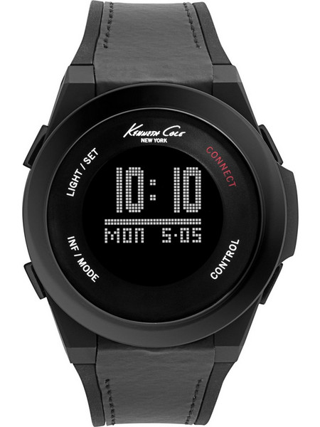 Kenneth Cole Ψηφιακό Ανδρικό Ρολόι Χρονογράφος με Μαύρο Δερμάτινο Λουράκι 10022805