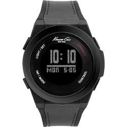 Kenneth Cole Ψηφιακό Ανδρικό Ρολόι Χρονογράφος με Μαύρο Δερμάτινο Λουράκι 10022805