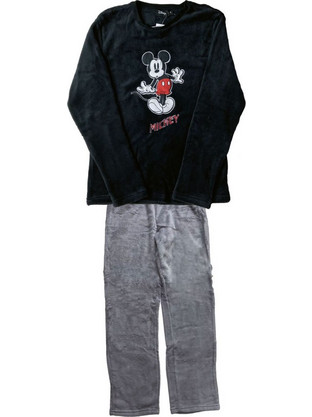 Ανδρική χειμερινή Πιτζάμα fleece Mickey, Χρώμα Μαύρο