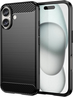 Carbon Case for iPhone 16 Plus Silicone Case - Black