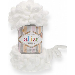 Alize Νήμα Πλεξίματος Συνθετικό Puffy 9m 100gr ΛΕΥΚΟ