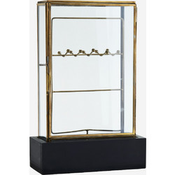 Madam Stoltz Γυάλινη Μπιζουτιέρα με ξύλινη Βάση 20x9.5x30cm