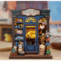 MINIATURE HOUSE BOOK NOOK KIT - DIY - Journey Trace Bookshop - 241pc & LED Light