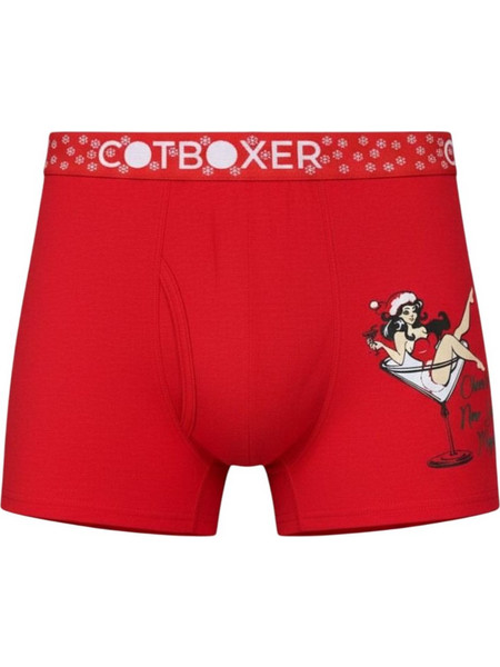 ΑΝΔΡΙΚΟ BOXER ΜΕ ΕΟΡΤΑΣΤΙΚΟ ΣΧΕΔΙΟ W25 COTBOXER PIN-UP COCKTAIL 1001Y.B CTBCHR-6 - ΚΟΚΚΙΝΟ