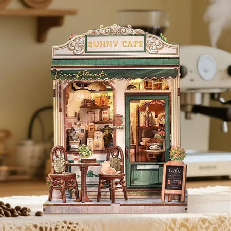 MINIATURE HOUSE - DIY- Sunny Cafe - 233pc & LED Light