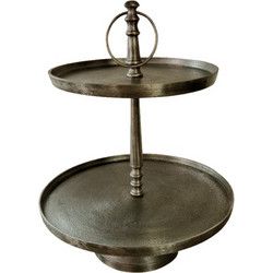 Liberta - Maison LOOP Stand Διώροφο Αλουμινίου Χρυσό Αντικέ Φ39x49cm 022257