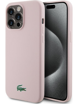 Lacoste Magsafe Croc Logo Hard Case Θήκη προστασίας από Σιλικόνη για iPhone 15 Pro Max Ροζ