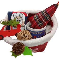 Tengda Christmas Gift Set Μεσαίο καλάθι με 1 τμχ Χριστουγεννιάτικες Κάλτσες, Κούπα & 2 Κρεμαστα Στολίδια Πολύχρωμο