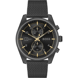 Hugo Boss Skytraveller Ανδρικό Ρολόι Χρονογράφος με Μαύρο Μεταλλικό Μπρασελέ 1514150