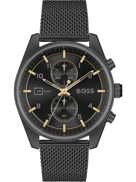 Hugo Boss Skytraveller Ανδρικό Ρολόι Χρονογράφος με Μαύρο Μεταλλικό Μπρασελέ 1514150
