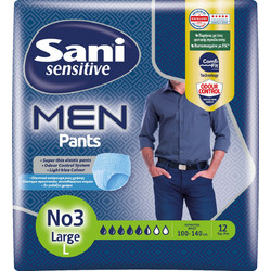 Sani Sensitive Men Pants Νο3 Large Πάνες Βρακάκι Ακράτειας 5 Σταγόνες 12τμχ