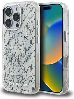Karl Lagerfeld IML Karl Script Pattern MagSafe Case for iPhone 16 Pro - White