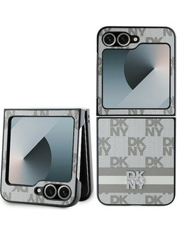Θήκη - DKNY - Δερμάτινες ρίγες με καρό σχέδιο(DKHCZ6PCPTSSE) - Samsung Galaxy Z Flip6/ Flip7 FE - Μπεζ(3666339322885)