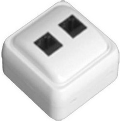 Eurolamp Πρίζα ΜΙΝΙ Τηλεφώνου Διπλή RJ11 6P4C Λευκή IP20 - Eurolamp - 147-16244