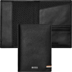 Hugo Boss HLP421A Iconic μαύρη δερμάτινη Θήκη Διαβατηρίου