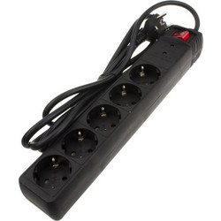 POWERTECH πολύπριζο ασφαλείας PT-881, 5x schuko, 16A, 1.5m, μαύρο